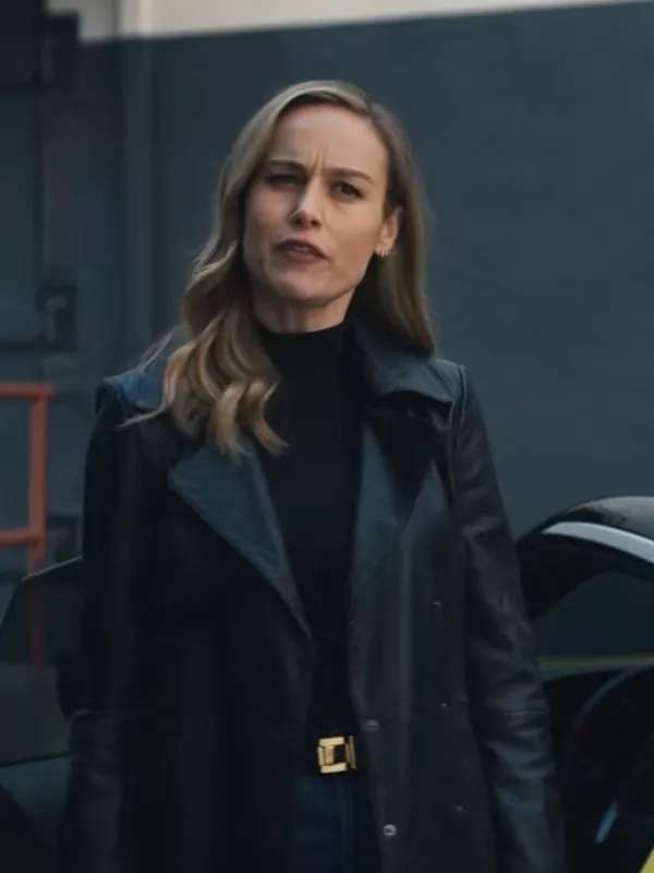 Brie Larson Fast X Black Leather Coat