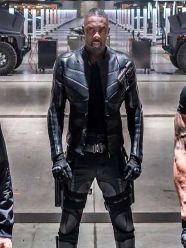 Hobbs and Shaw Idris Elba Black Leather Jacket