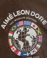Aime Leon Dore World’s Borough brown flight leather jacket
