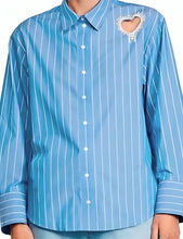 Gia Kim XO, Kitty S02 Striped Heart Cut Out Shirt