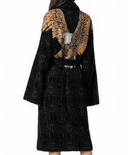 Black belted robe with two outside pockets