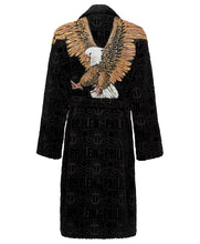 Black belted robe with two outside pockets