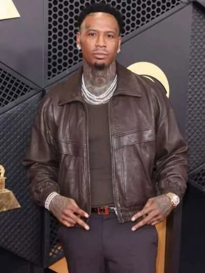 Moneybagg Yo Grammy Awards Brown Leather Jacket