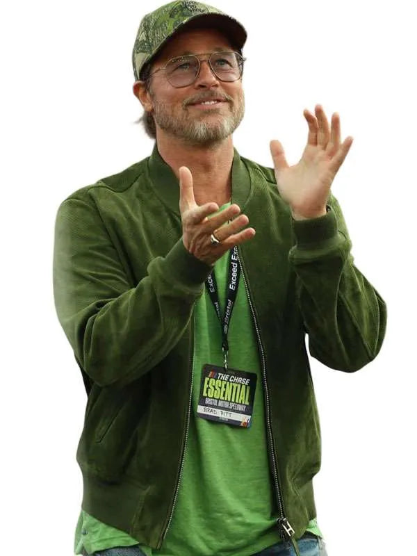 Brad Pitt green jacket with two front and two inside pockets