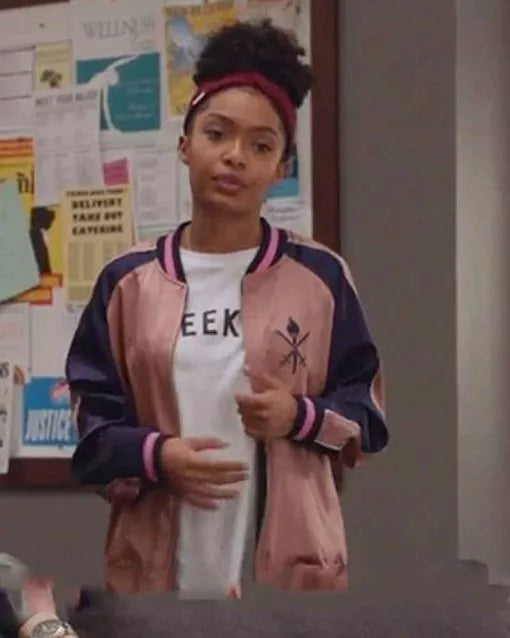 Grown-ish Zoey Johnson Pink Bomber Jacket