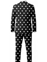 black white polka dot party costume suit for men