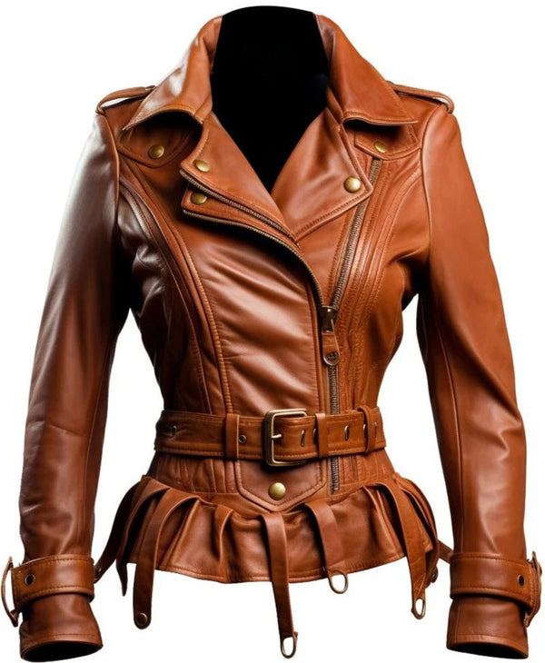 Asymmetrical Brown Leather Jacket For Men
