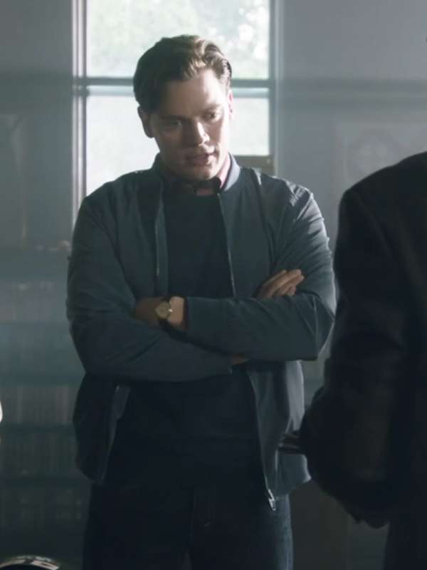 Dominic Sherwood Haunted Wedding 2024 Brian Grey Bomber Jacket
