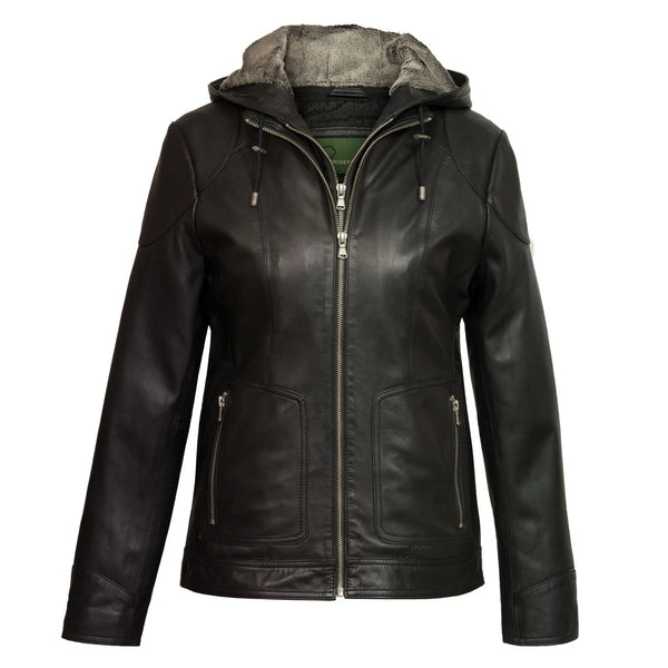 Black Hooded Jacket, Sheep Skin Jacket