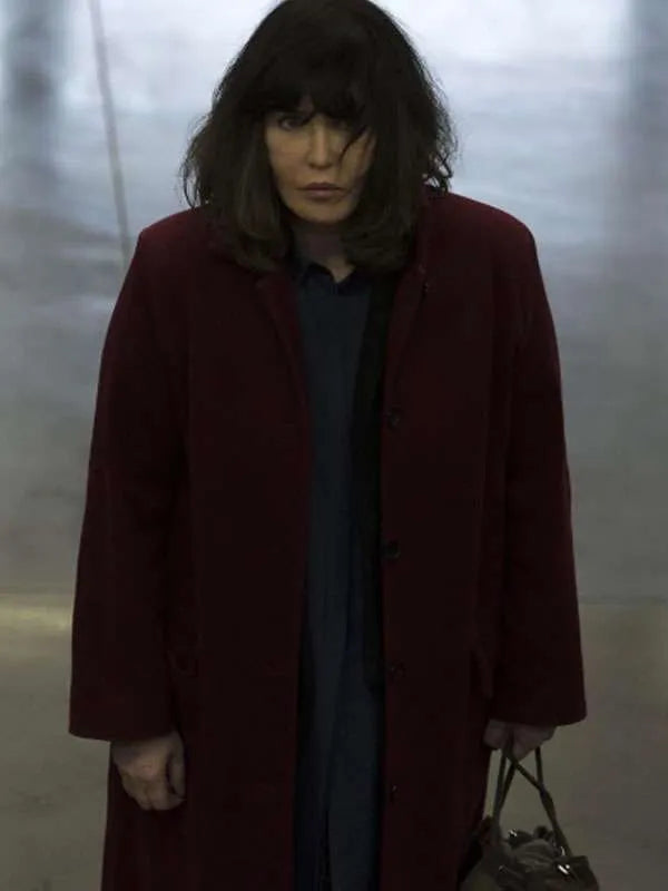 Isabelle Adjani Carole Matthieu Maroon Wool Coat