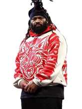 Jacob Fatu Monday Night RAW 2026 red tribal wolf printed hoodie