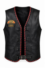 Jacob Hohua black leather vest with buckle closure
