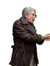 Helen McKay inspired brown leather coat with shearling lining