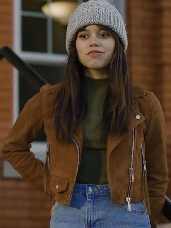 Jenna Ortega Winter Spring Summer or Fall Brown Leather Jacket