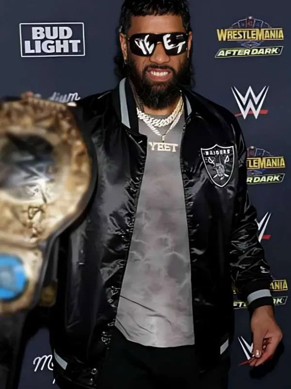 Jey Uso WrestleMania Black Bomber Jacket