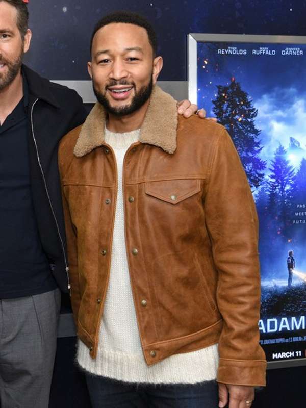 John Legend Shearling Brown Leather Jacket