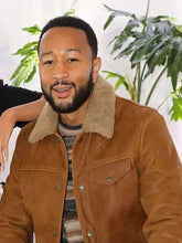 John Legend Shearling Brown Leather Jacket