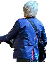 acket
Jon Bon Jovi blue cotton military jacket with stand-up collar