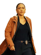 Cotton hooded coat with viscose lining and inside pocket