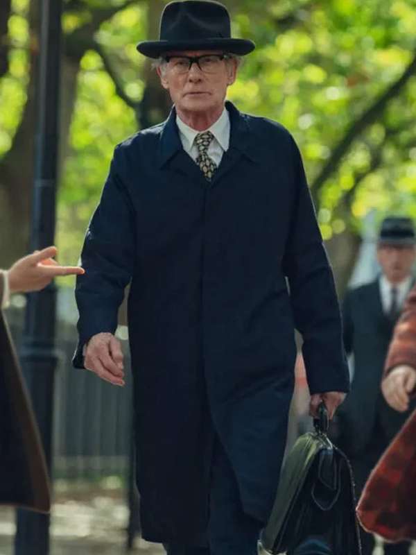 Bill Nighy Joy 2024 Black Trench Coat