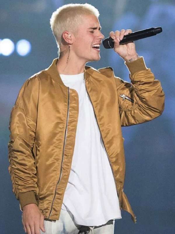 Justin Bieber Brown Bomber Jacket
