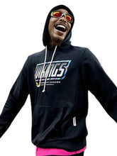 Black Vikings pullover hoodie with rib-knitted cuffs