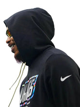 Black Vikings pullover hoodie with rib-knitted cuffs