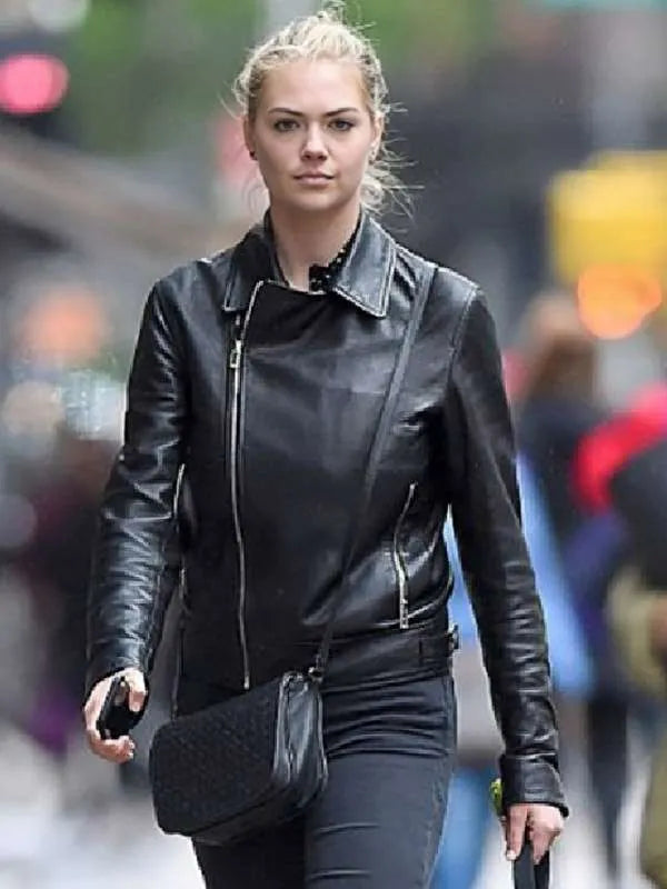 Kate Upton Black Leather Jacket