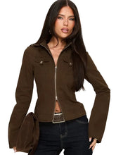 Kelehan Long Sleeve Zip Front Jacket Stonewashed Brown