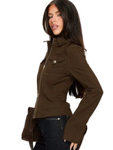 Women’s Kelehan Long Sleeve Zip Front Stonewashed Brown Jacket