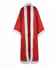 A red Santa Claus costume robe with white faux fur trim on the collar, cuffs, and hem, shown against a plain white background.