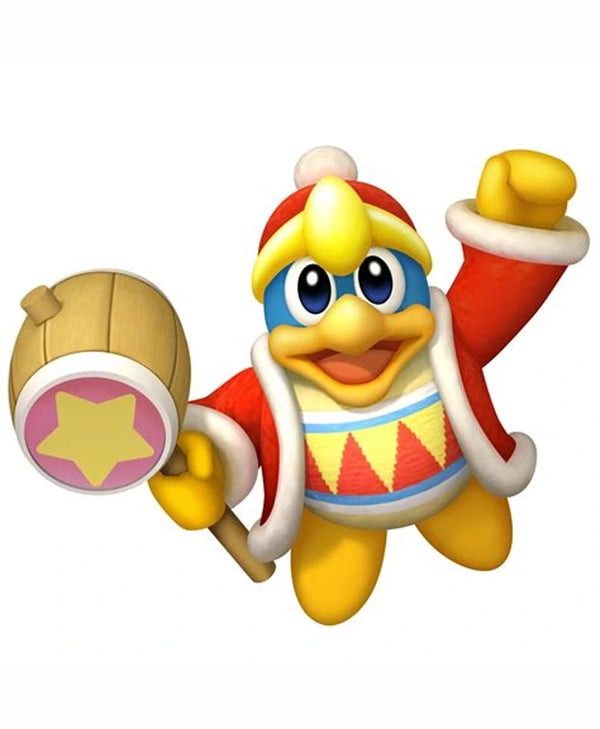King Dedede from the Super Mario series, wearing a red and white Santa hat and sweater, holding a mace, on a solid white background.
