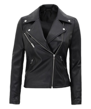 Kinzie Stylish Leather Biker Jacket Women, Black