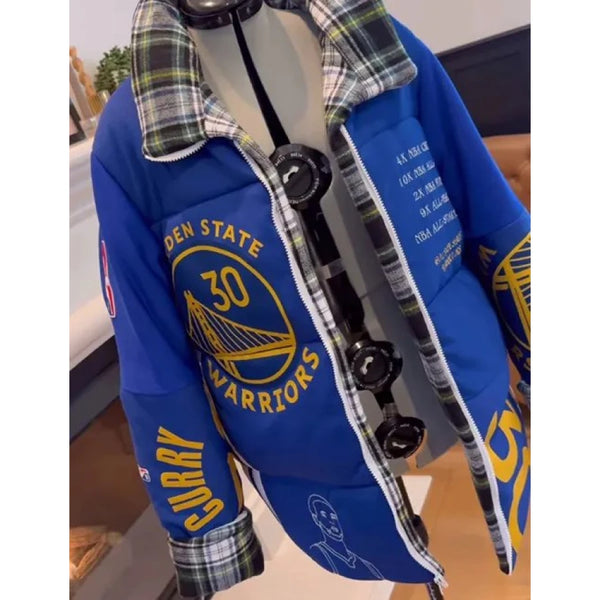 Golden State Warriors Ayesha Curry Blue Puffer Jacket