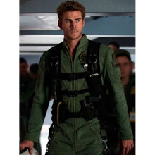 Liam Hemsworth Land Of Bad 2024 Green Jumpsuit