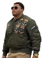 Landon Robinson Custom Bengals bomber jacket in olive green