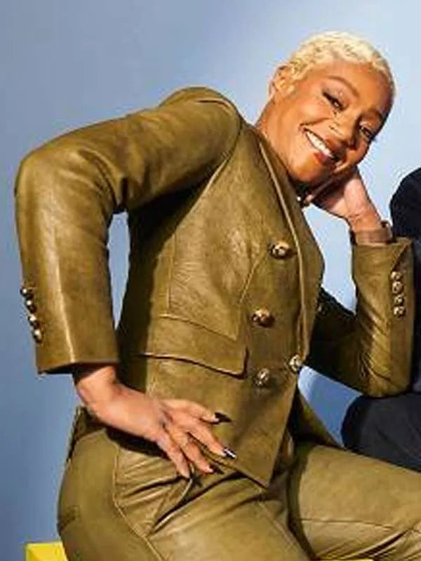 Tiffany Haddish Green Leather Blazer