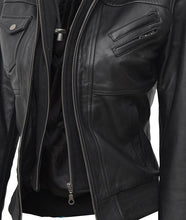 Women Leather Jacket With Hood Burgh