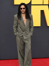 Double-breasted olive grey suit for evening and special occasions