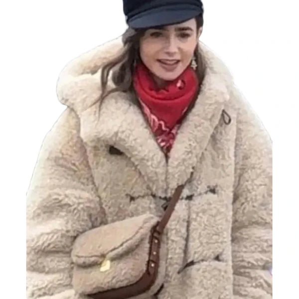 Emily In Paris S04 Lily Collins Shearling Jacket