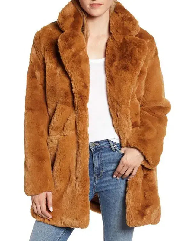 Liza Lapira The Equalizer Brown Faux Fur Coat