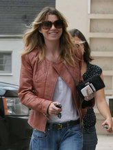 Ellen Pompeo Tan Leather Jacket