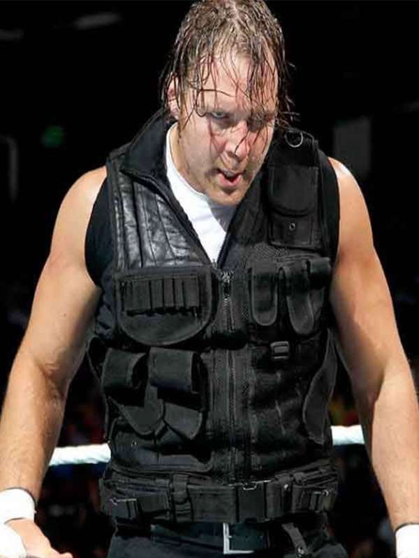 Lunatic Fringe Dean Ambrose Black Leather Vest