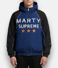 Timothée Chalamet Marty Supreme Blue Printed Jacket