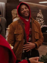 Devale Ellis Meet Me Next Christmas Brown Leather Jacket