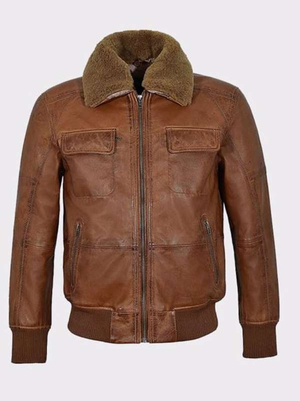 Men Aviator Brown Bomber Jacket