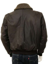 Men Shearling Flying Bomber Leather Jacket