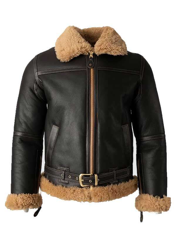 Men B3 Sheepskin Shearling Black Jacket