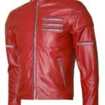 Men's Biker Jacket With Silver Zipper