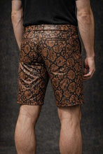 Mens Brown Snake Print Faux Leather 